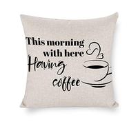 Taie d'oreiller Ce Matin, Ici, en Train De Prendre Un Café, Noël, Noël Housse De Coussin Confortable Housse Oreiller Résistant Protege Oreiller pour Balcon Bureau Canapé 45X45CM