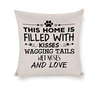 Taie d'oreiller C'est Rempli De Bisous, De Queues Qui Remuent, De Truffes Humides Et d'amour. Protege Oreiller Résistant Housse Oreiller Respirant Housse De Coussin pour Bureau Canapé 45X45CM