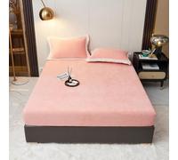 Taie d'oreiller, Chauffeur de lit en Toison à Lait Molle Doux Confortable Hiver Hiver Confortable Velours ajusté en cartle de Matelas, Rose Clair, Une Paire d'oreillers