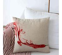 Taie d'oreiller Chili Red Smoke Hot Smoking Food Drink Flame Abstract Green Pepper Spicy Magic White Protege Oreiller Décoratif Housse Oreiller Résistant Housse De Coussin pour Bureau 45X45CM