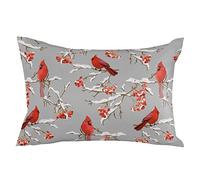 Taie d'oreiller Christmas Bird Winter Snow Red Leader in The Branch Housse De Coussin Résistant Housse Oreiller Respirant Protege Oreiller pour Canapé Bureau Chambre 40X60CM