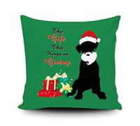 Taie d'oreiller Christmas Santa Dog The That Keeps on Giving Green Housse De Coussin Résistant Housse Oreiller Respirant Protege Oreiller pour Chambre Salon Bureau 45X45CM