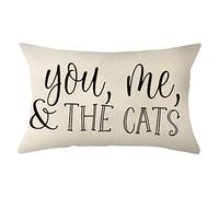 Taie d'oreiller Citation De « La Ferme avec Toi, Moi Et Les Chats » Protege Oreiller Résistant Housse Oreiller Respirant Housse De Coussin pour Salon Canapé Chambre 40X60CM