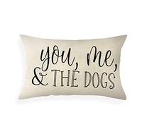 Taie d'oreiller Citation De « La Ferme avec Toi, Moi Et Les Chiens » Protege Oreiller Résistant Housse De Coussin Respirant Housse Oreiller pour Canapé Balcon Chambre 40X60CM