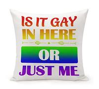 Taie d'oreiller Citation De Soutien, d'amour Et De Respect LGBT Gay Lesbian Support Love Respect: « Est-Ce Que C'est Gay Ici Ou Juste Moi ? » Motif du Festival Housse Oreiller pour 45X45CM
