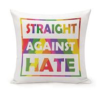 Taie d'oreiller Citation Fière: Hétéro Contre La Haine, Soutien LGBT, Gay, Lesbienne, Amour, Respect, Arc-en-Ciel Protege Oreiller Respirant Housse Oreiller Housse De Coussin pour 45X45CM