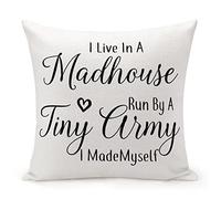 Taie d'oreiller Citations Inspirantes - Cadeaux pour Femmes Et Hommes: Je Vis dans Un Asile De Fous Dirigé par Une Petite Armée Que J'Ai Créée Moi-Même Housse Oreiller pour 45X45CM