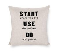 Taie d'oreiller Commencez Là Où Vous Êtes. Utilisez Ce Que Vous Avez. Faites Ce Que Vous Pouvez. Housse De Coussin Résistant Housse Oreiller Décoratif Protege Oreiller pour Bureau Balcon 45X45CM