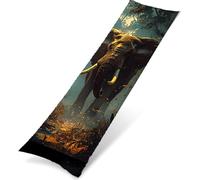 Taie d'oreiller corps Velours 30 x 90 cm, Housse de Traversin Décorative Chaude et Moelleuse, Taie longue Forêt Idéal pour Canapé ou Lit, Impression double face, Cadeau Decoration Les Éléphants K0Z-75