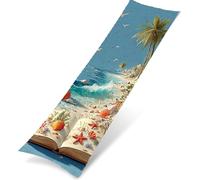 Taie d'oreiller Corps Velours 30 x 90 cm, Housse de Traversin Décorative Chaude et Moelleuse, Taie Longue Le Livre Idéal pour Canapé ou Lit, Impression Double Face, Cadeau Decoration La Plage K0Z-27