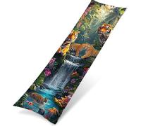 Taie d'oreiller Corps Velours 30 x 90 cm, Housse de Traversin Décorative Chaude et Moelleuse, Taie Longue Le Tigre Idéal pour Canapé ou Lit, Impression Double Face, Cadeau Decoration Forêt 4 K0Z-9