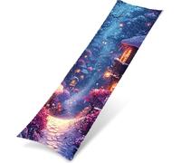 Taie d'oreiller Corps Velours 30 x 90 cm,Housse de Traversin Décorative Chaude et Moelleuse,Taie Longue La Maison des Champignons Idéal pour Canapé ou Lit,Impression Double Face,Decor Paysage K0Z-179