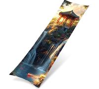 Taie d'oreiller corps Velours 40 x 120 cm, Housse de Traversin Décorative Chaude et Moelleuse, Taie longue La Cascade Idéal pour Canapé ou Lit, Impression double face, Cadeau Decoration Kiosque K0Z-82