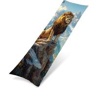Taie d'oreiller Corps Velours 40 x 120 cm, Housse de Traversin Décorative Chaude et Moelleuse, Taie Longue Le Lion Idéal pour Canapé ou Lit, Impression Double Face, Decoration La Montagne K0Z-296
