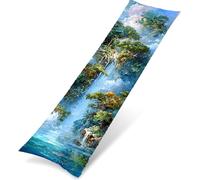 Taie d'oreiller Corps Velours 40 x 120 cm, Housse de Traversin Décorative Chaude et Moelleuse, Taie Longue La Montagne Idéal pour Canapé ou Lit, Impression Double Face, Decoration La Cascade K0Z-22