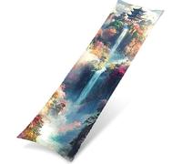 Taie d'oreiller Corps Velours 40 x 120 cm, Housse de Traversin Décorative Chaude et Moelleuse, Taie Longue La Cascade Idéal pour Canapé ou Lit, Impression Double Face, Decoration Bâtiment K0Z-138