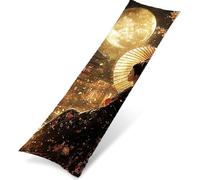 Taie d'oreiller Corps Velours 40 x 145 cm, Housse de Traversin Décorative Chaude et Moelleuse, Taie Longue Japon Idéal pour Canapé ou Lit, Impression Double Face, Cadeau Decoration Geisha 2 K0Z-259