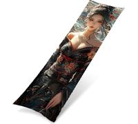 Taie d'oreiller Corps Velours 50 x 150 cm, Housse de Traversin Décorative Chaude et Moelleuse, Taie Longue Geisha Idéal pour Canapé ou Lit, Impression Double Face, Cadeau Decoration Animal K0Z-206