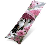 Taie d'oreiller Corps Velours 50 x 150 cm, Housse de Traversin Décorative Chaude et Moelleuse, Taie Longue Chat Idéal pour Canapé ou Lit, Impression Double Face, Cadeau Decoration Parapluie K0Z-172