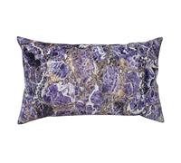 Taie d'oreiller courte en peluche, douce et confortable, avec fermeture éclair dissimulée 91 x 50 cm, imprimé marbre violet