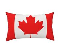 Taie d'oreiller courte en peluche imprimée drapeau canadien, taie d'oreiller douce et confortable 91 x 50 cm avec fermeture éclair dissimulée 91 x 50 cm