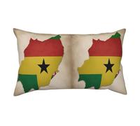 Taie d'oreiller courte en peluche imprimée drapeau de Sao Tomé et Principe Map04 - Housse de coussin douce et confortable - 91 x 50 cm - Avec fermeture éclair dissimulée - 91 x 50 cm