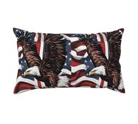 Taie d'oreiller courte en peluche, motif aigle avec drapeau des États-Unis, housse de coussin douce et confortable 91 x 50 cm avec fermeture éclair dissimulée 91 x 50 cm
