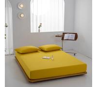 Taie d'oreiller, Couvercle de Matelas en Feuille en Coton avec draps de Plaque de lit élastique Monochrome, 4, Seulement 2 pc
