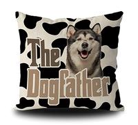 Taie d'oreiller Cow Print Alaskan Malmute Dog The Dogfather Housse De Coussin Résistant Housse Oreiller Respirant Protege Oreiller pour Chambre Salon Bureau 45X45CM