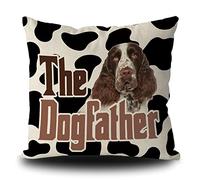 Taie d'oreiller Cow Print English Springer Spaniel Dog The Dogfather Housse Oreiller Résistant Housse De Coussin Respirant Protege Oreiller pour Salon Chambre Bureau 45X45CM