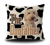 Taie d'oreiller Cow Print Goldendoodle Dog The Dogfather Housse De Coussin Décoratives Housse Oreiller Confortable Protege Oreiller pour Jardin Bureau Chambre 45X45CM