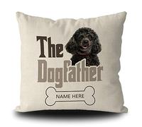 Taie d'oreiller Custom The Dogfather Poodle Funny Dog Bone Animal Pet Housse De Coussin Confortable Housse Oreiller Décoratives Protege Oreiller pour Bureau Chambre Salon 45X45CM