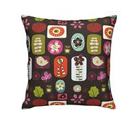 Taie d'oreiller Cute Birds Colorful Flowers Leaves Seamless Pattern Art Design Taie Coussin Decoratif Housses De Coussin pour Chambre Patio Salon 45X45 CM
