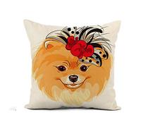 Taie d'oreiller Cute Dog Pomeranian in The Red and Black Protege Oreiller Confortable Housse Oreiller Résistant Housse De Coussin pour Chambre Bureau Salon 45X45CM