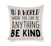 Taie d'oreiller dans Un Monde Où Tout Est Possible, Soyez Gentil. Noël Rustique Protege Oreiller Respirant Housse Oreiller Décoratif Housse De Coussin pour Chambre Bureau Canapé 45X45CM