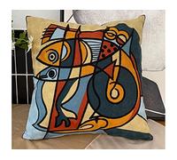 Taie d'oreiller de dessin animé abstrait Coussin de canapé d'oreiller, Coussin de broderie américain Contraste de couleur Original en trois dimensions Broderie à la main Coussin Couverture arrière en