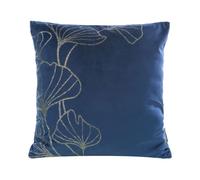 Taie d'oreiller décorative 45x45 Blink 11E bleu foncé or feuilles de ginkgo velours Eurofirany