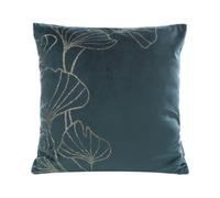 Taie d'oreiller décorative 45x45 Blink 11J turquoise or foncé feuilles de ginkgo velours Eurofirany