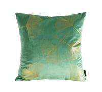 Taie d'oreiller décorative 45x45 Ginko 1 menthe or feuilles de ginkgo velours Eurofirany