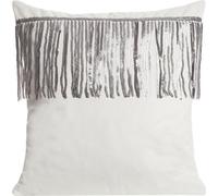 Taie d'oreiller décorative 45x45 Jasper velours blanc décoré d'une bande brillante de paillettes argentées Eurofirany