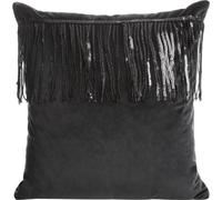 Taie d'oreiller décorative 45x45 Jasper velours noir décoré d'une bande brillante de paillettes noires Eurofirany