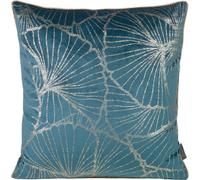 Taie d'oreiller décorative 45x45 Musa 3 bleu foncé avec impression dorée de feuilles de ginkgo velours Edition limitée Eurofirany