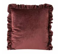 Taie d'oreiller décorative 45x45 Velours rouge à volants Eurofirany