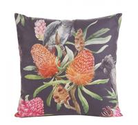 Taie d'oreiller décorative 45x45 Vison 20 noir rouge fleurs velours Eurofirany