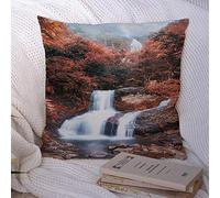 Taie d'oreiller décorative Coussin taie d'oreiller Argent Cascade Thac Bois Rouge Jungle Bac Naturel sur Le Brouillard Asie Paysage Nature Repères Flow Cool Housse en Polyester pour canapé canapé 45