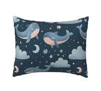 Taie d'oreiller décorative en Peluche Douce avec Fermeture éclair, Motif Baleine et Nuages Mignons, 40 x 50 cm