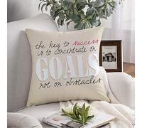 Taie d'oreiller décorative Inspire Positive Quote Key Success Concentrate Quot to is on Goals Obstacles Affirmation Law Housse de Coussin carrée pour canapé, Chaise, literie 45,7 x 45,7 cm