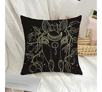 Taie d'oreiller décorative taie d'oreiller carrée Douce Astrologie Cheval Main tête Animaux Faune Noir Horoscope Course Vitesse Chinoise Domestique dessiné crinière Housse de Coussin pour canapé cha