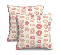 Taie d'oreiller Donut Rose Mignon Taies d'oreiller Resistant Housse Oreillers Hypoallergéniquea Pillow Covers pour Maison Salon Linge De Lit 2 Piece 45x45 CM