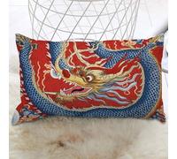 Taie d'oreiller Dragon Rouge D'Inspiration Asiatique Et Orientale Chinoise Protege Oreiller Moderne Housse Oreiller Confortable Housse De Coussin pour Canapé Chambre Balcon 40X60CM